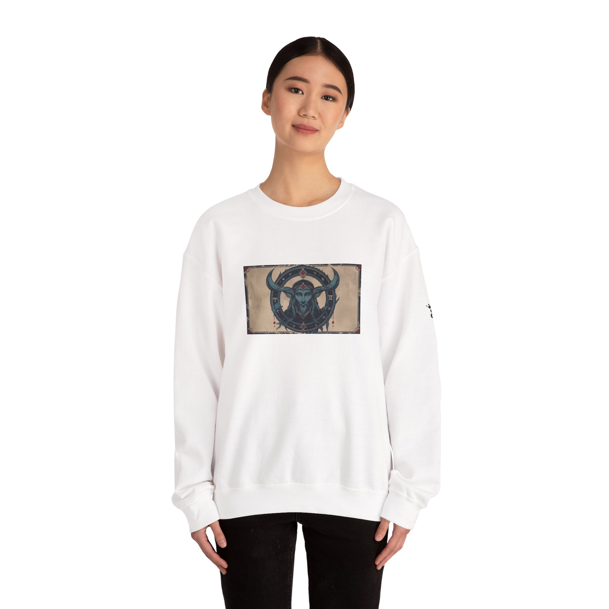 Capricorn - Gothic Zodiac Blue Sweatshirt - Image 8