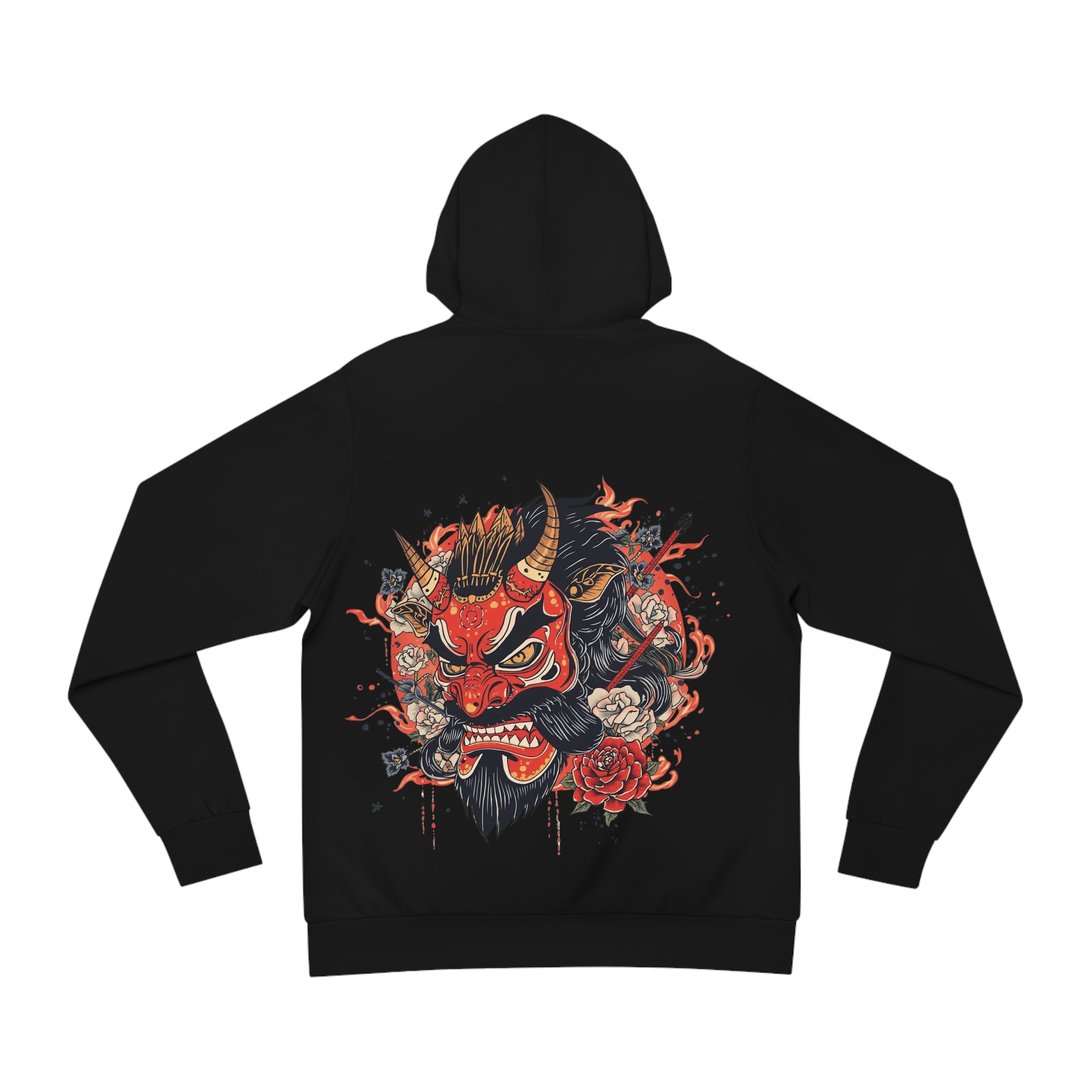 Bold Oni Mask Hoodie - Japanese Irezumi Tattoo Art Streetwear