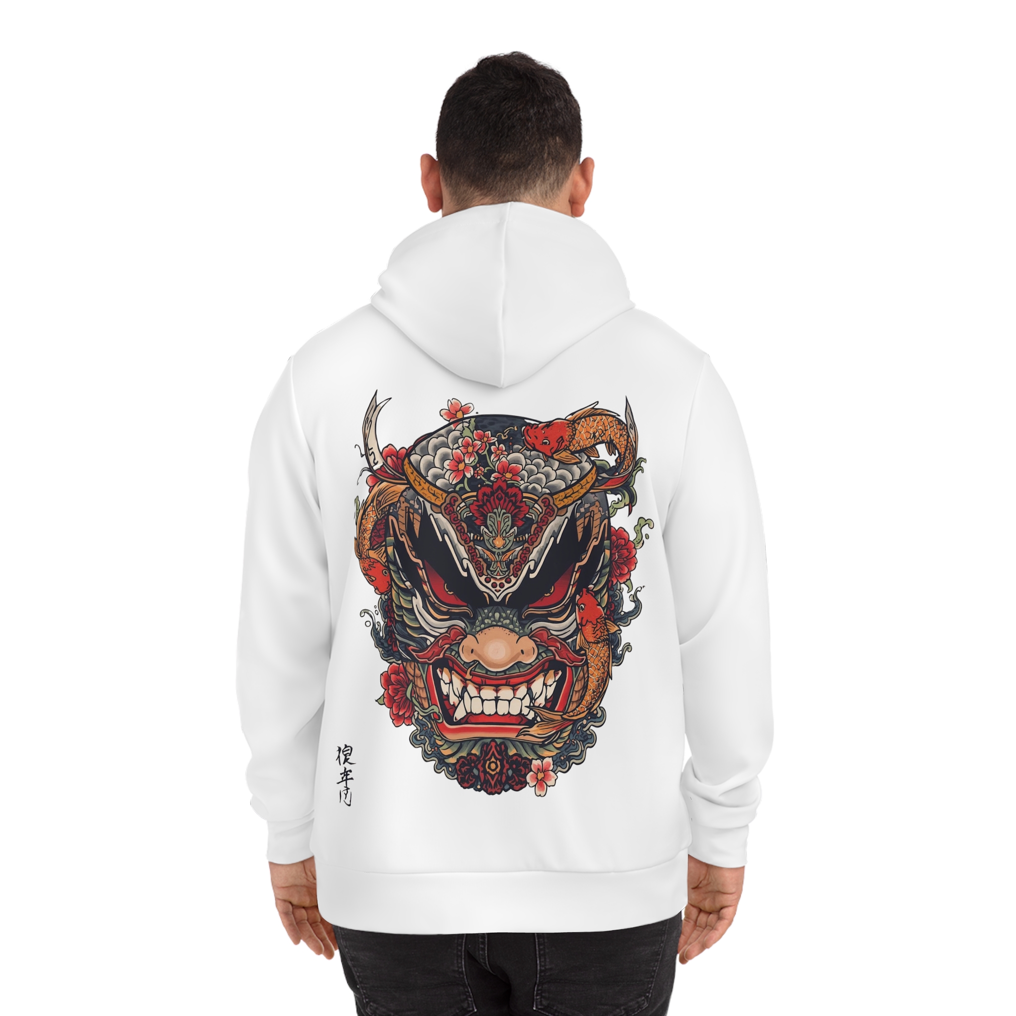 Bold Oni Mask Hoodie - Japanese Irezumi Tattoo Art Streetwear - Image 4