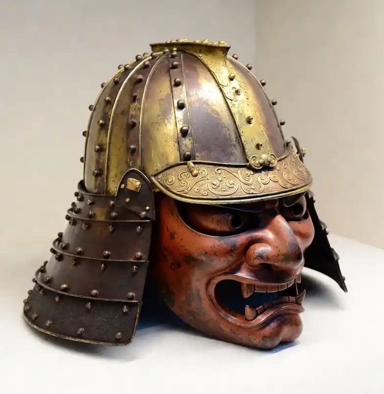 The magnificent Owari Tokugawa helmet (kabuto) and menpō (face guard)
