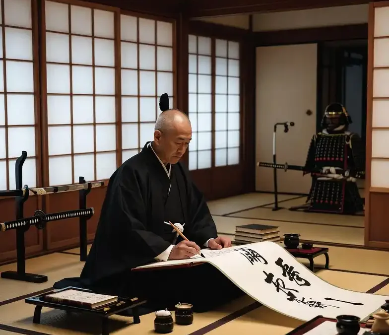 The daily life of a Samurai Warrior in his household