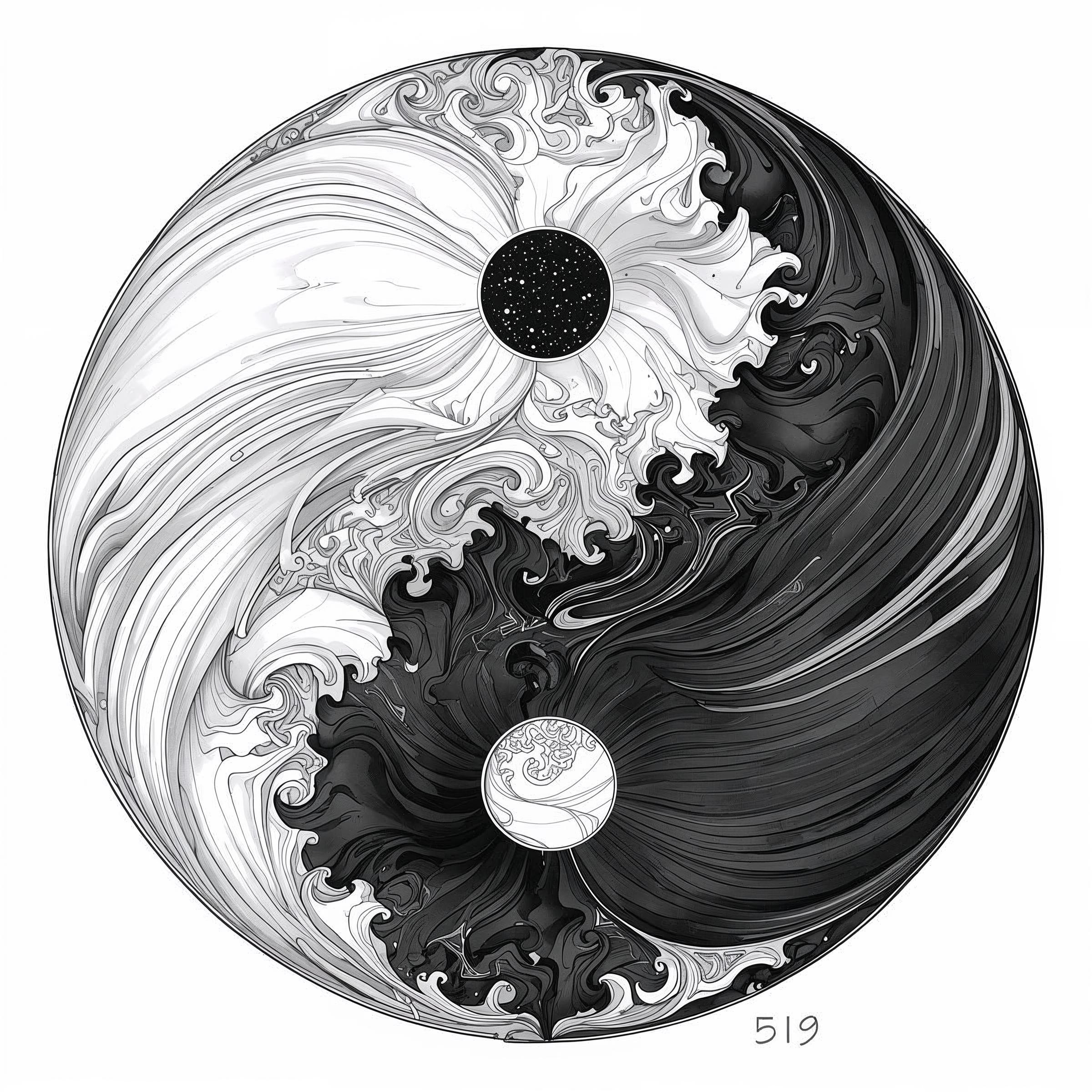 Yin and yang like art Nouveau senza sfo