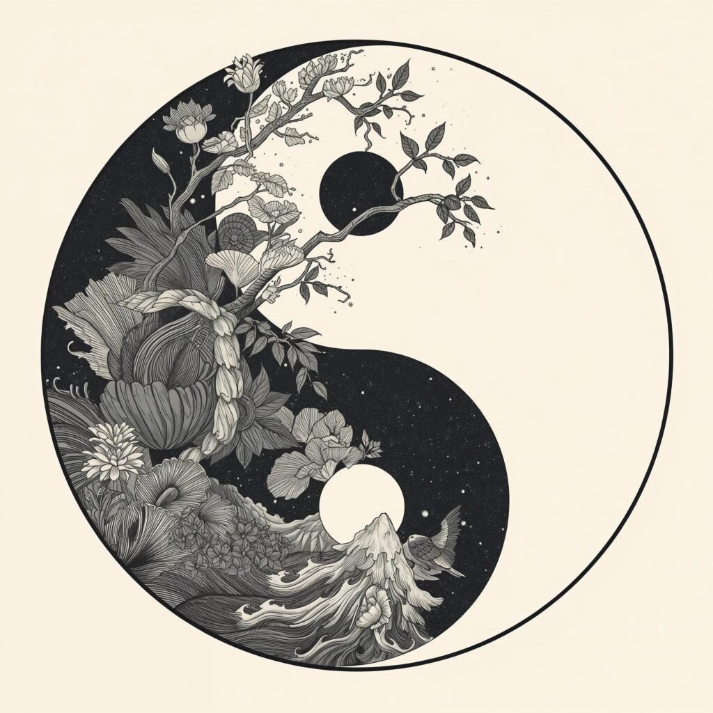 Yin and yang like art Nouveau senza sfo