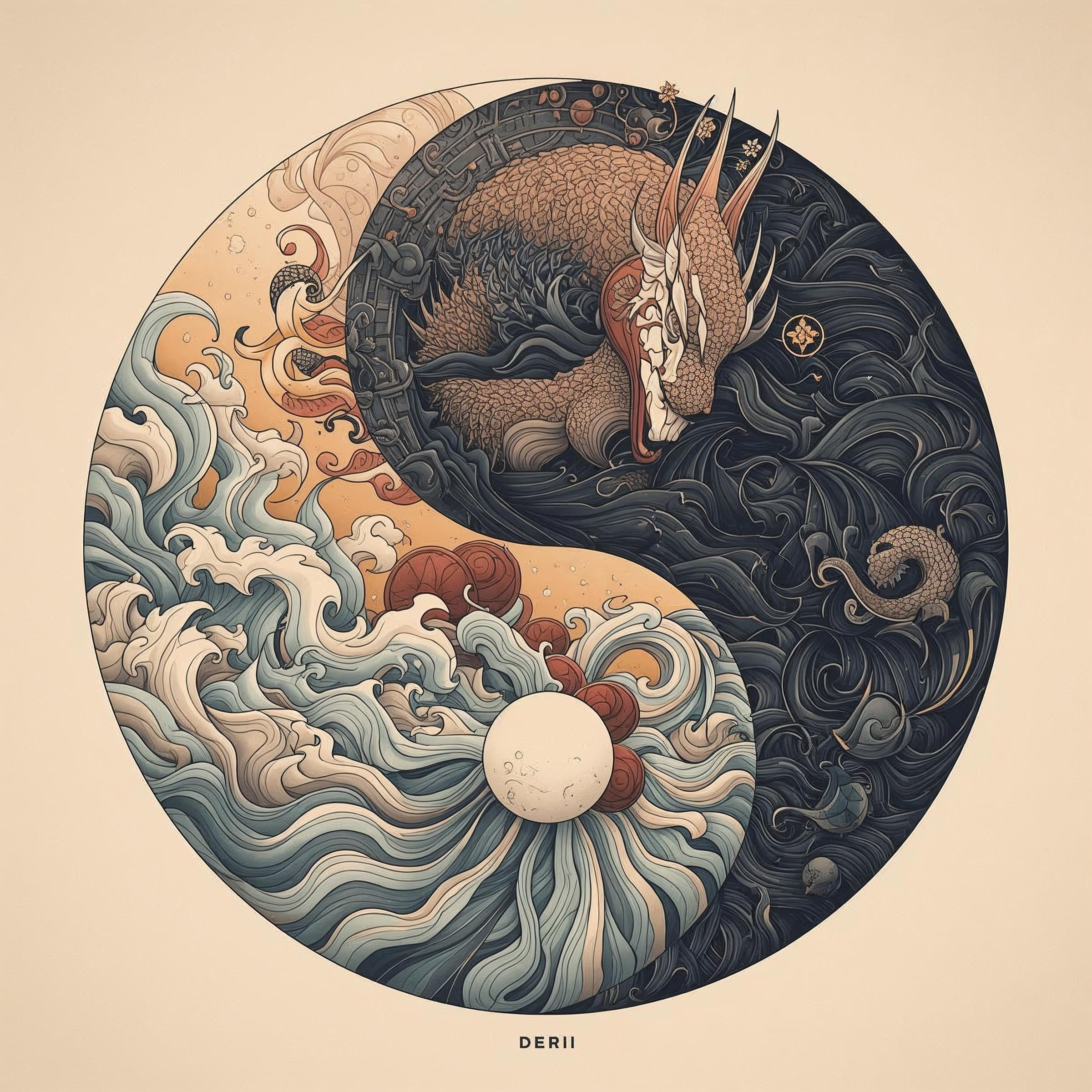 Yin and yang like art Nouveau senza sfo