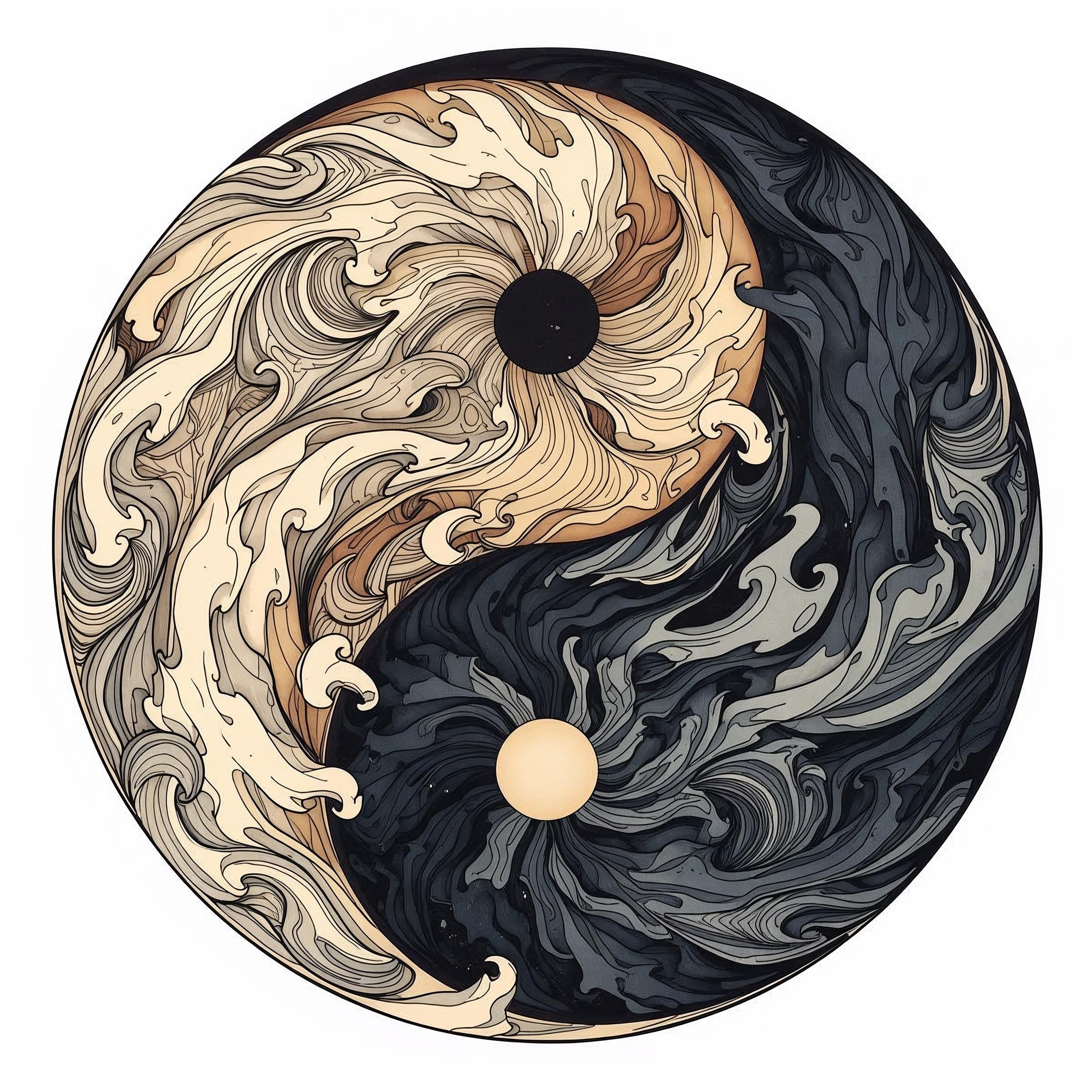 Yin and yang like art Nouveau senza sfondo