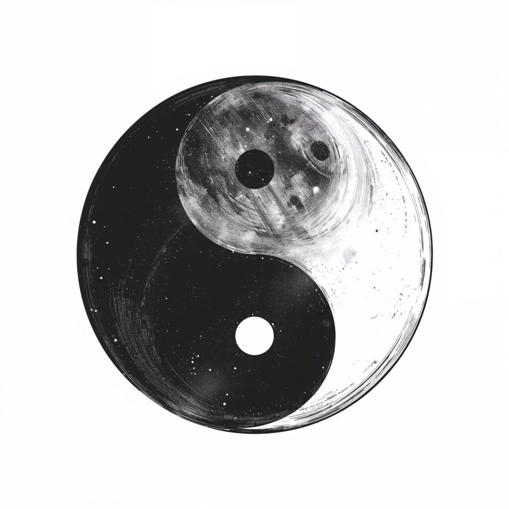 Yin and yang like art Nouveau senza sfondo