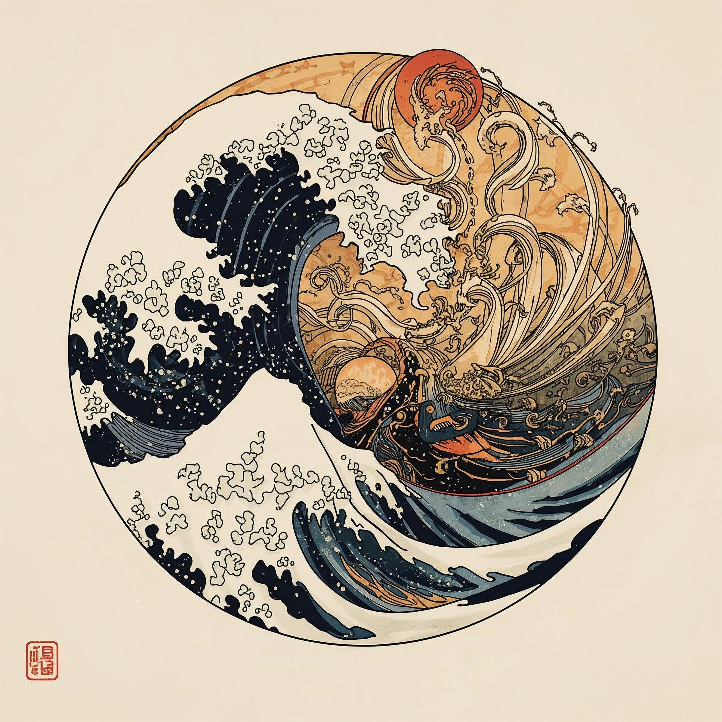 Yin and yang like art hokusava