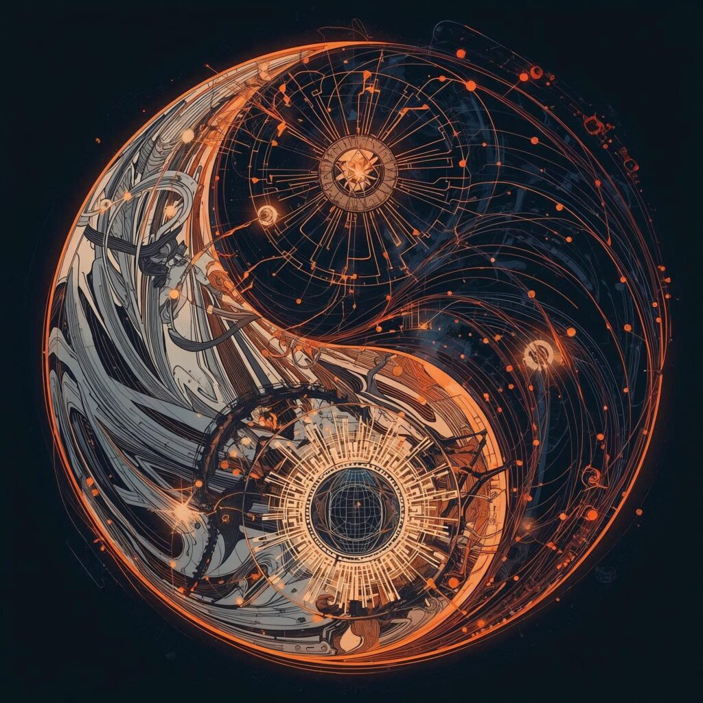 Yin and yang like art of AI
