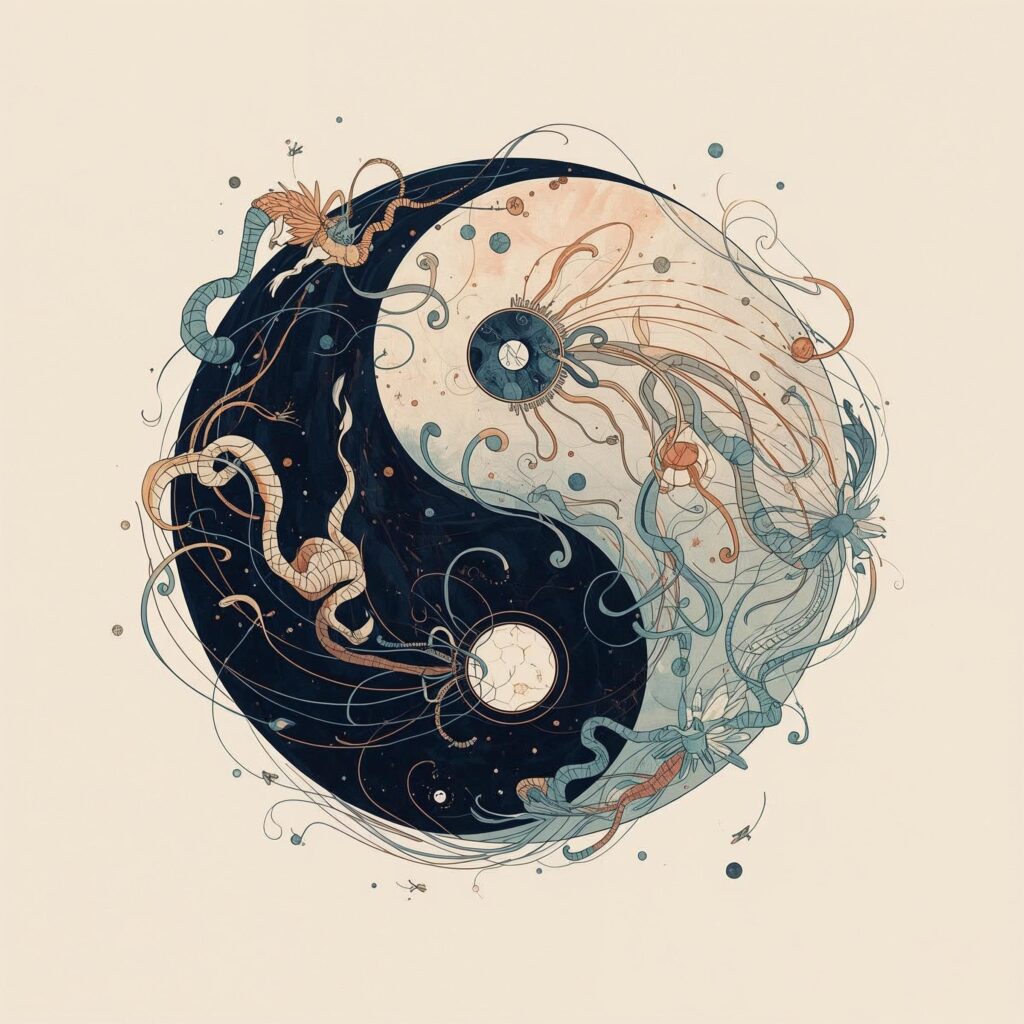 Yin and yang like art of AI