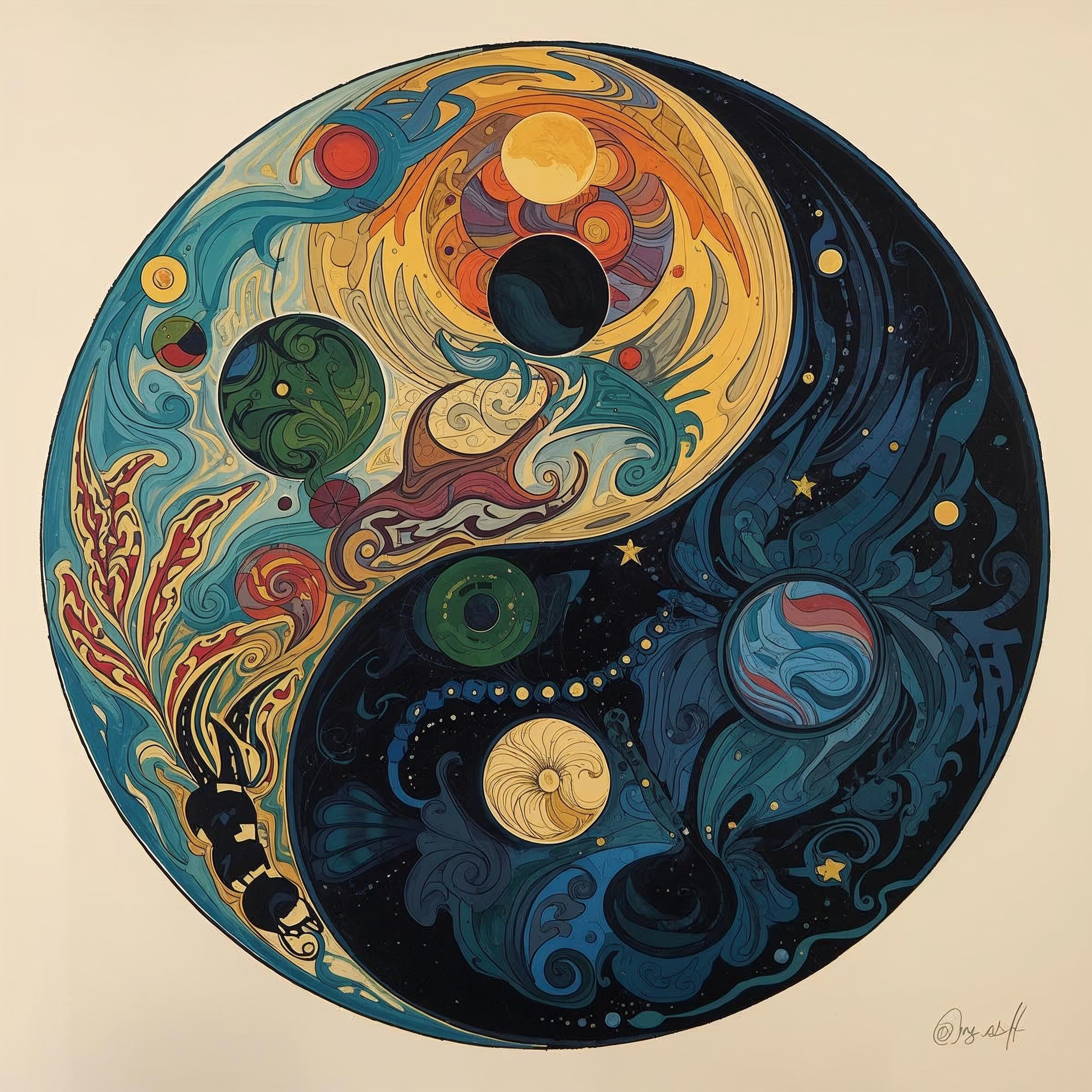 Yin and yang like art of Chagall