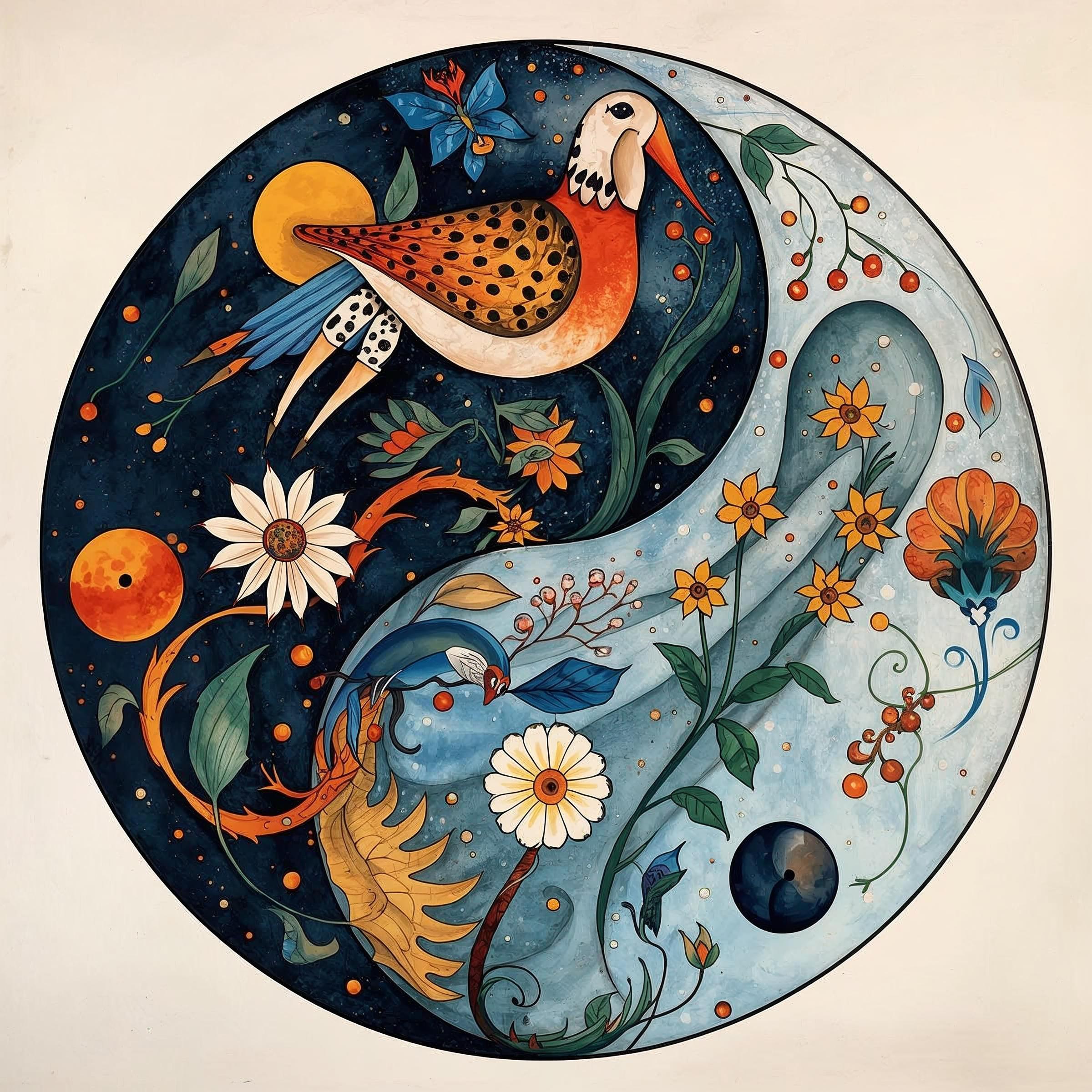 Yin and yang like art of Chagall