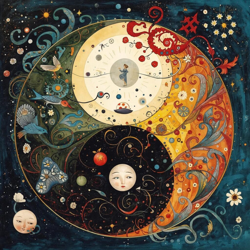 Yin and yang like art of Chagall