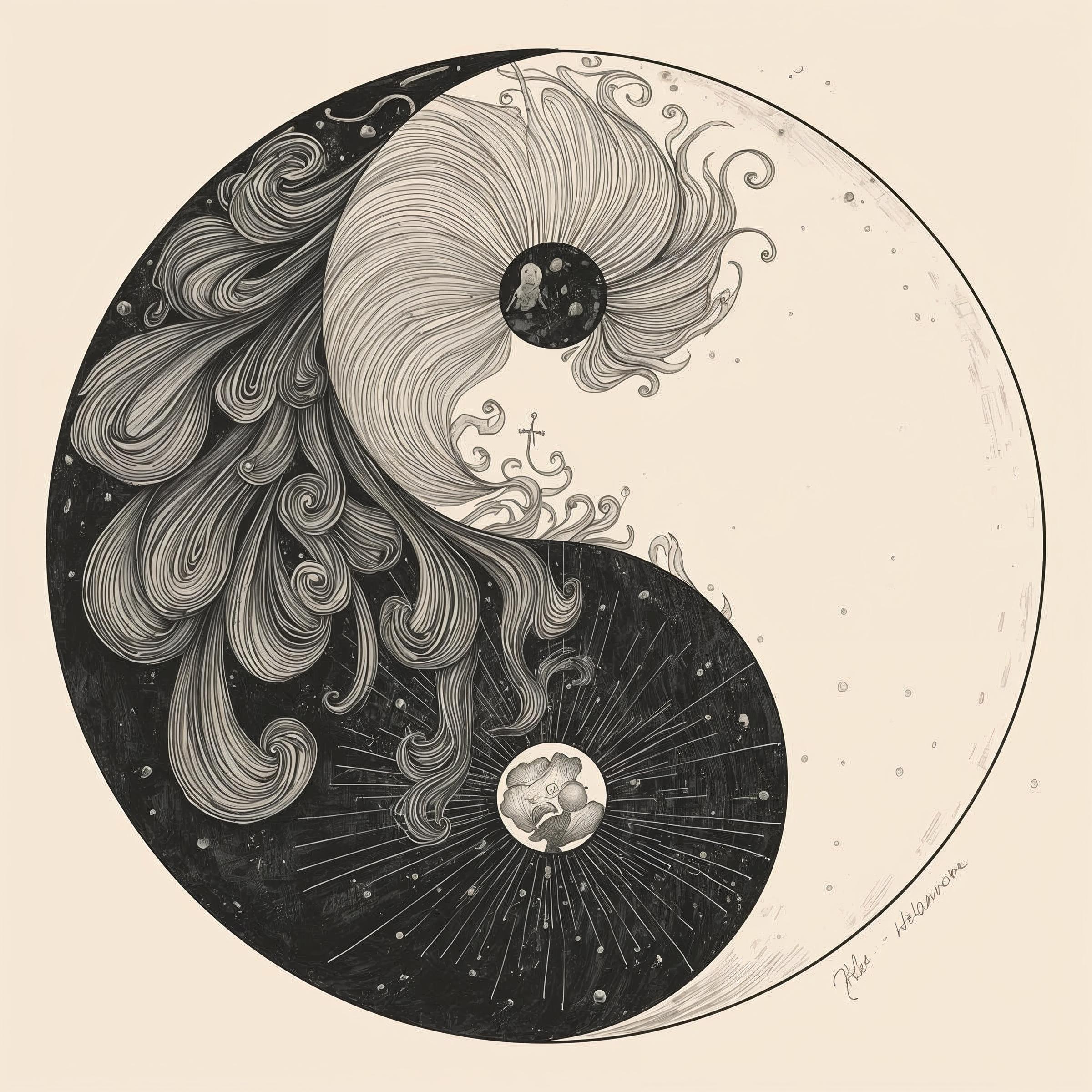 Yin and yang like art of Folon