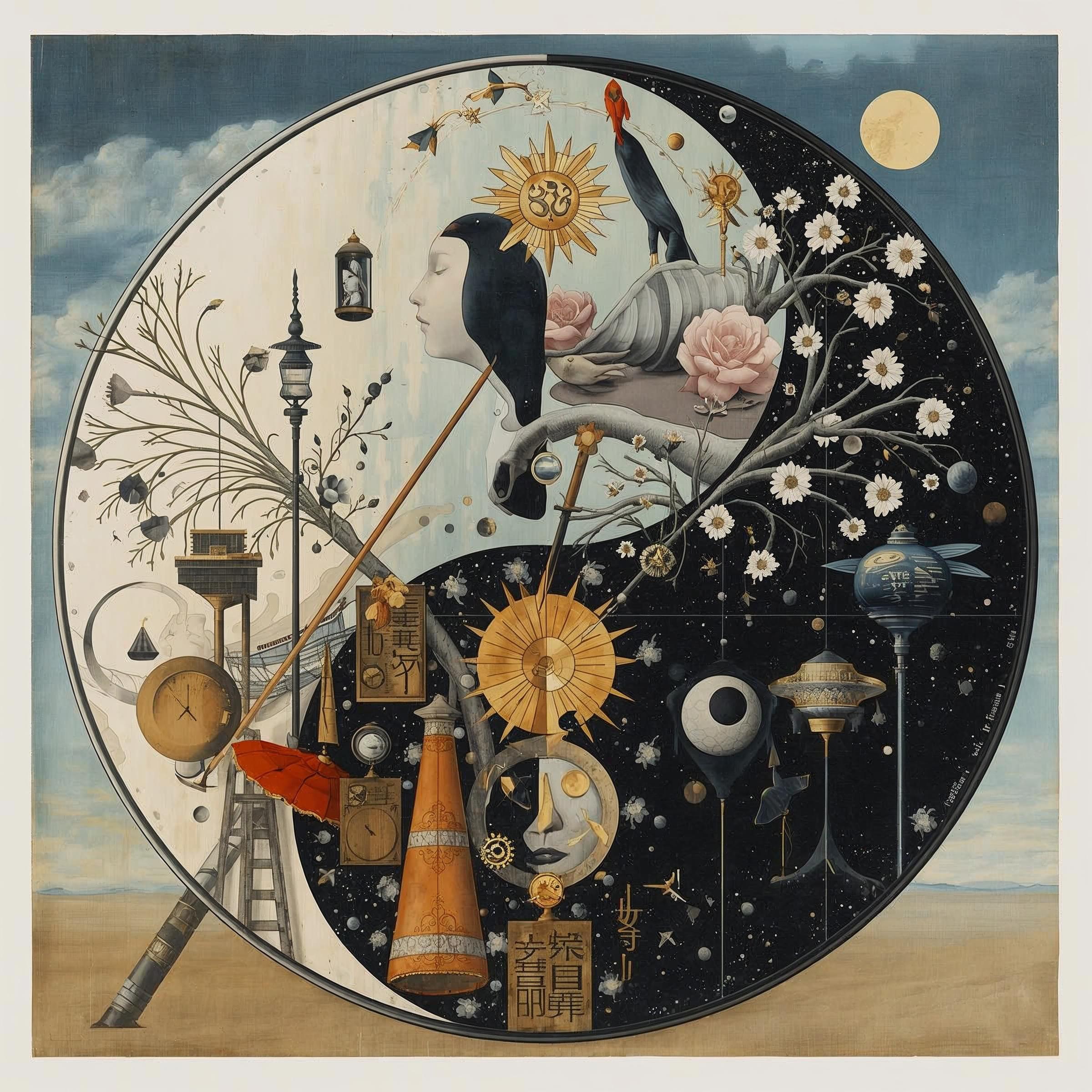 Yin and yang like art of Magritte