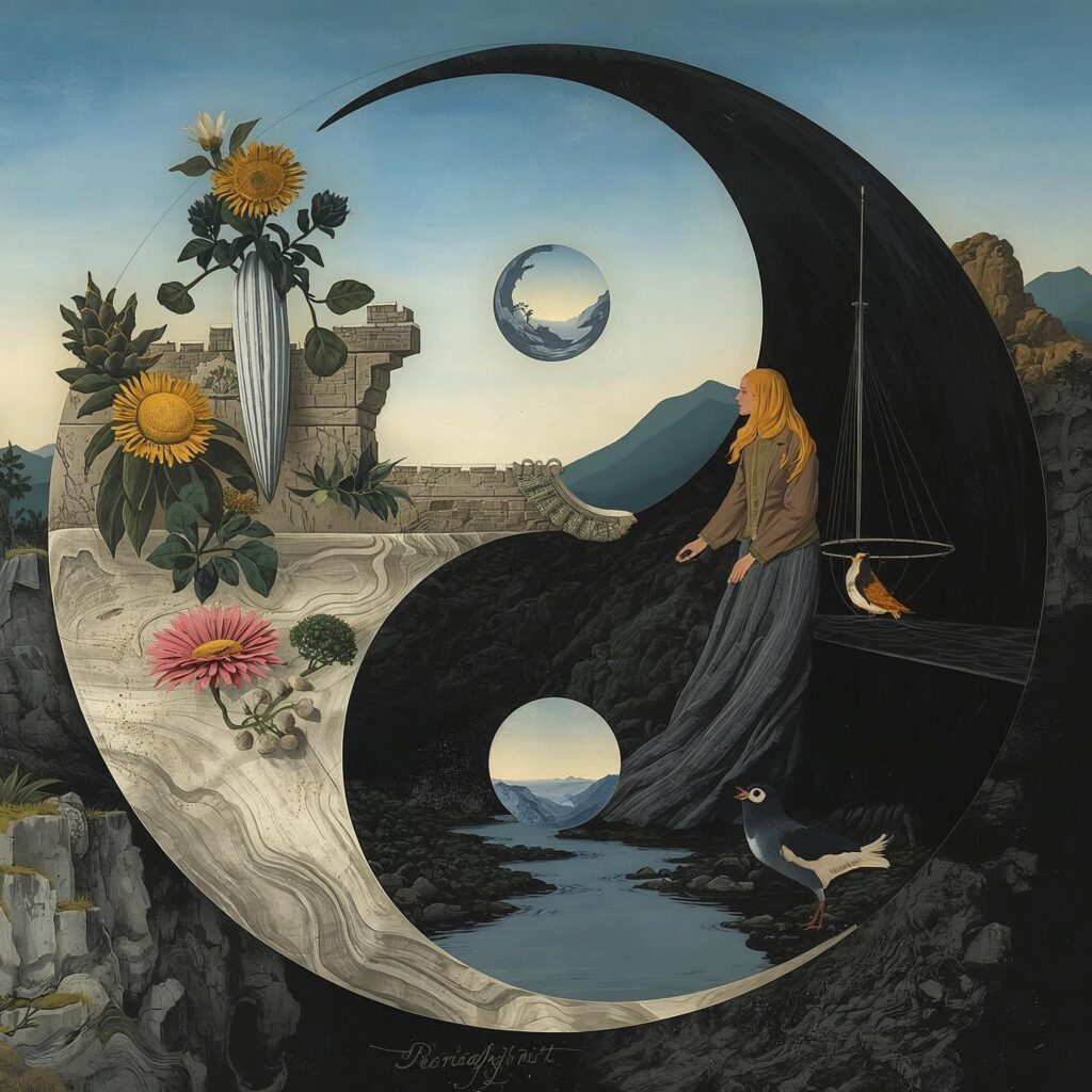 Yin and yang like art of Magritte
