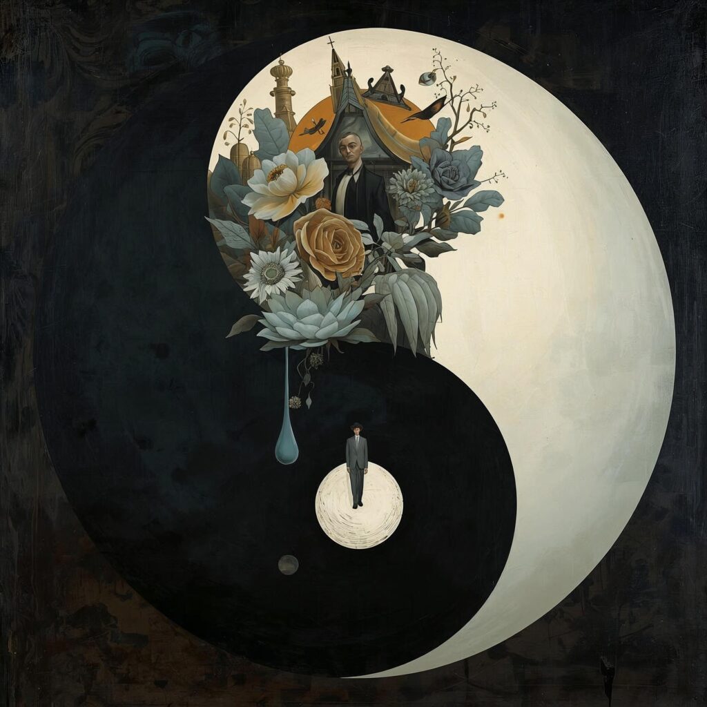 Yin and yang like art of Magritte