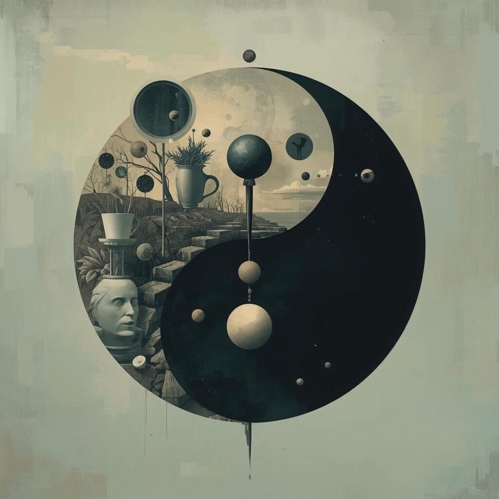 Yin and yang like art of Magritte