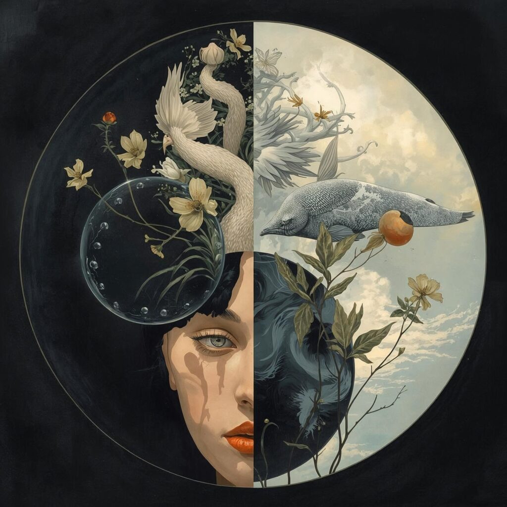 Yin and yang like art of Magritte