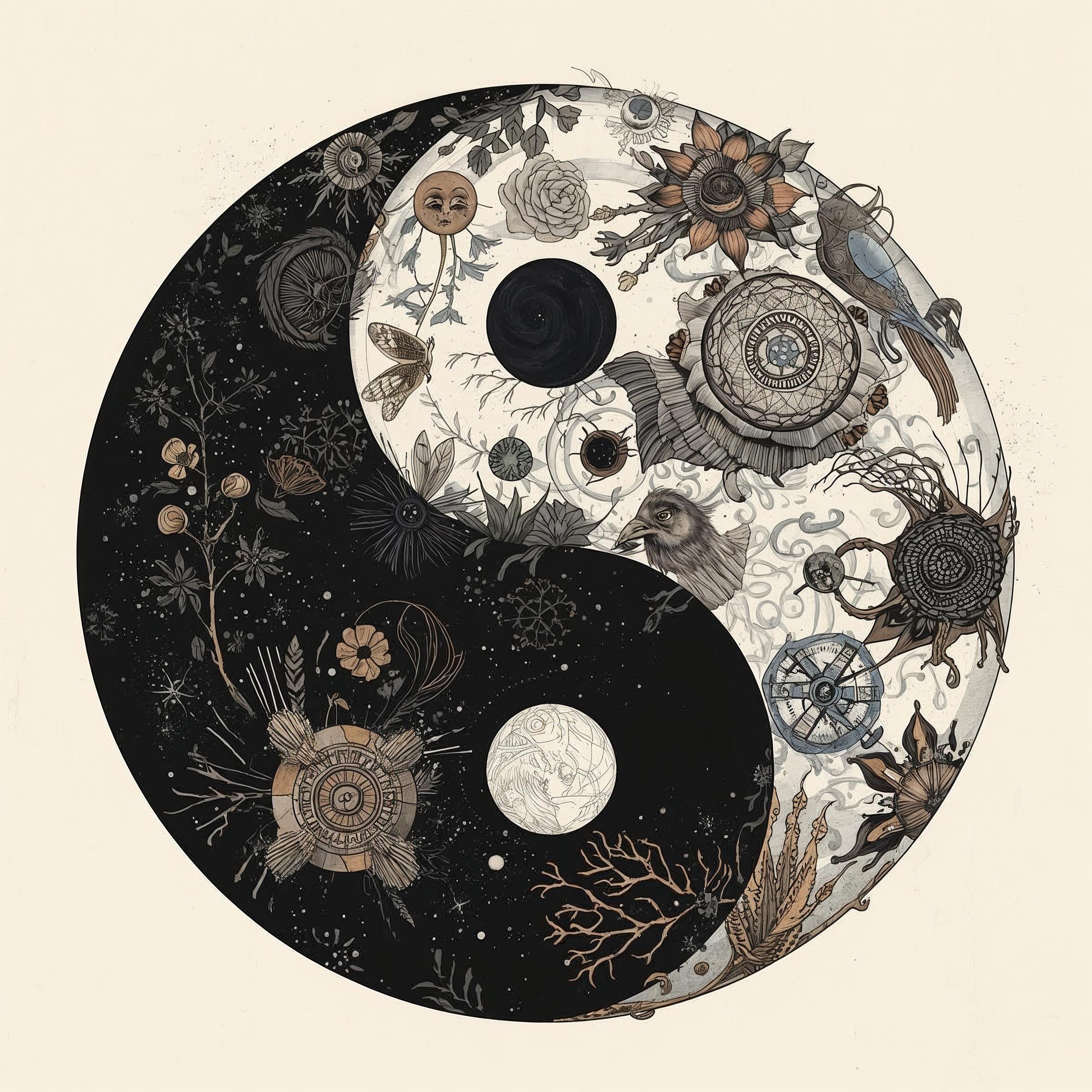 Yin and yang like art of Magritte senza sfondo