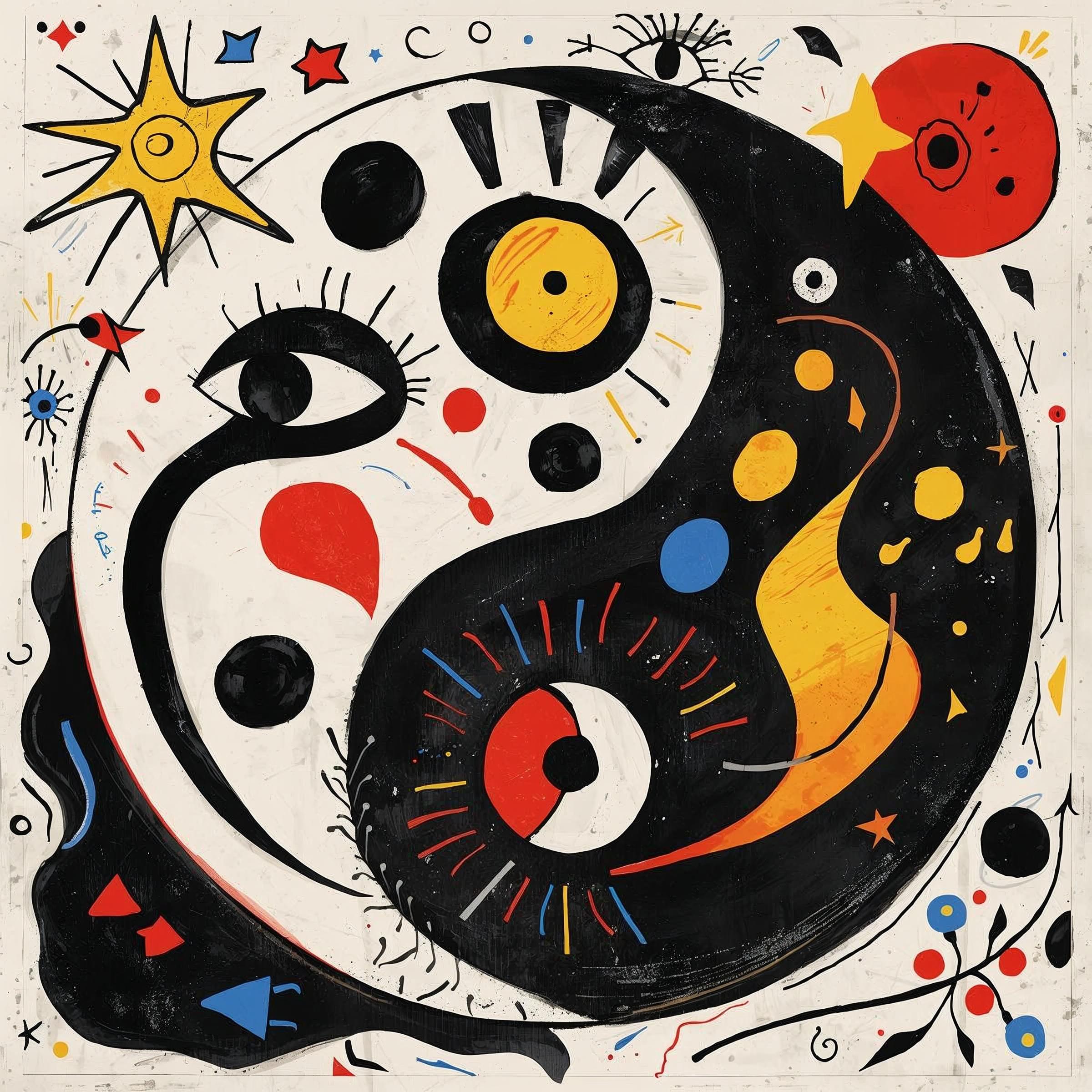 Yin and yang like art of Mirò