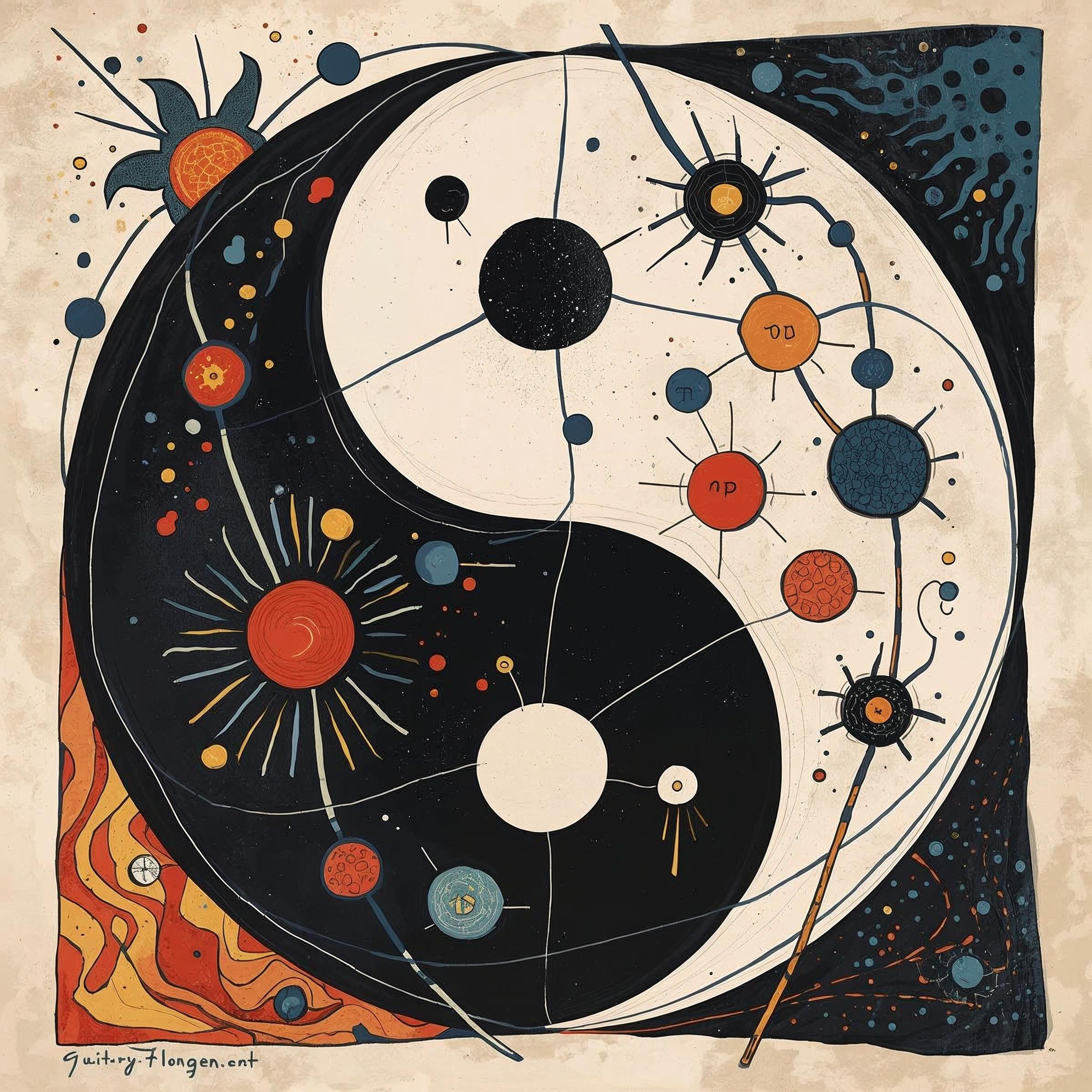 Yin and yang like art of Mirò