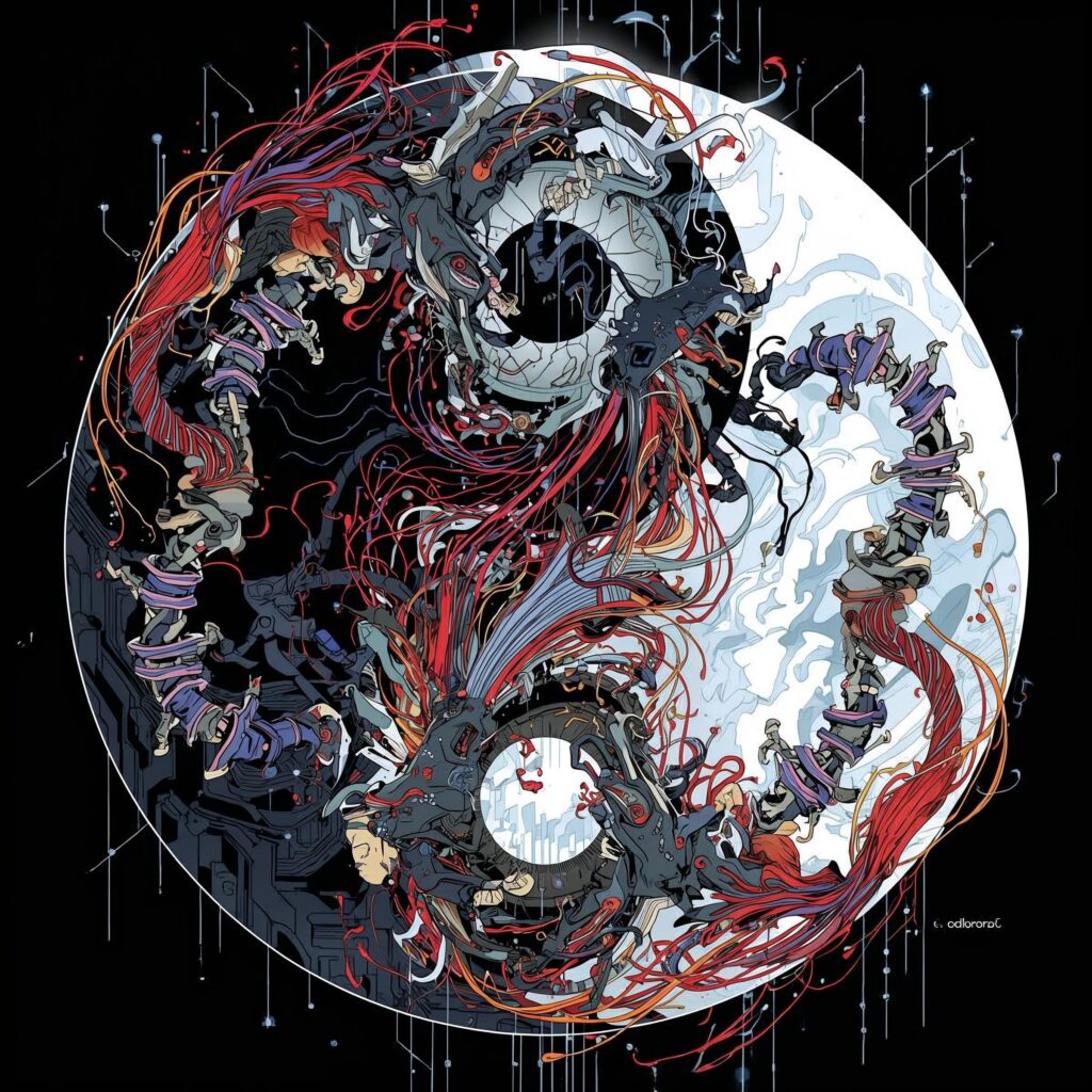 Yin and yang like art of futuristic AI