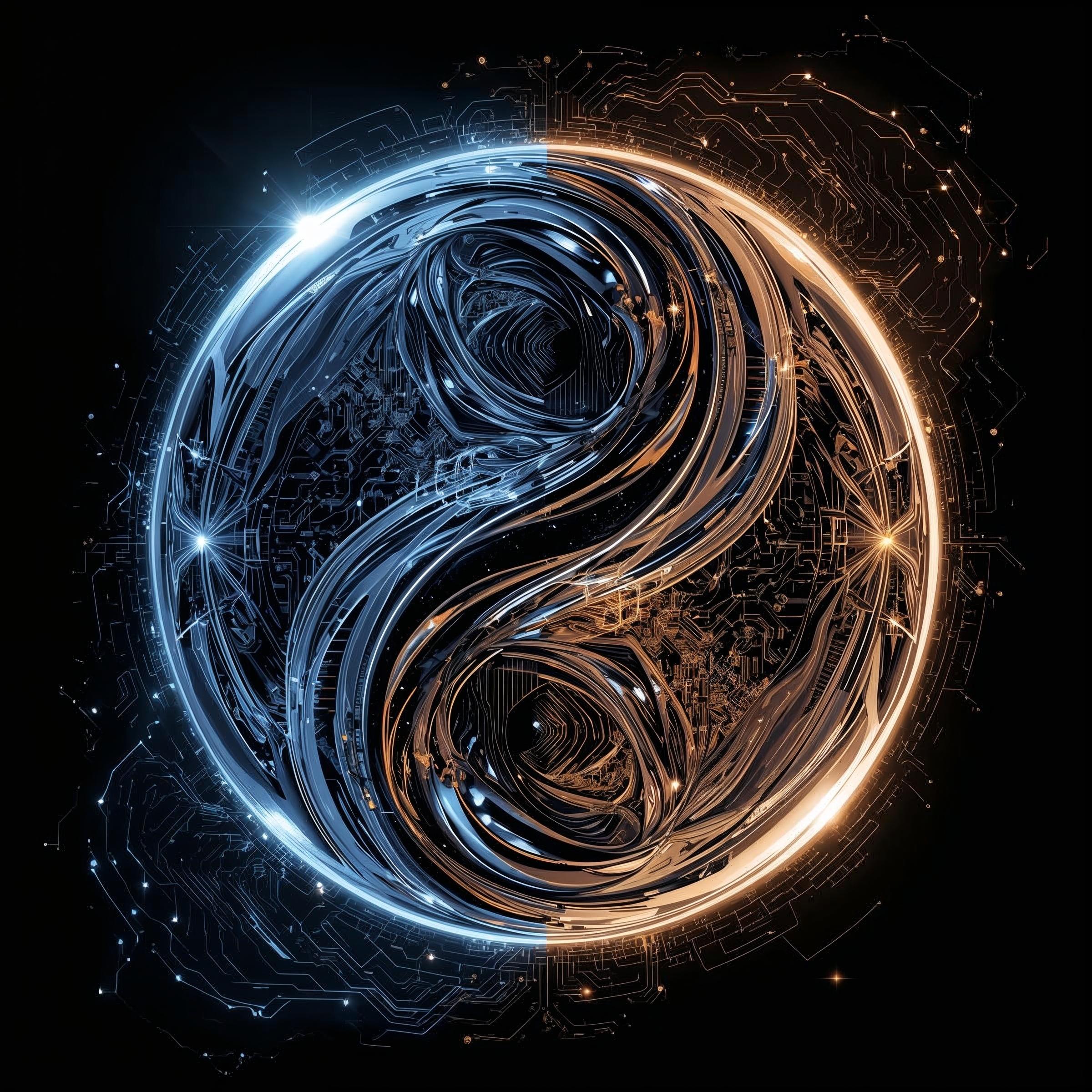 Yin and yang like art of futuristic AI
