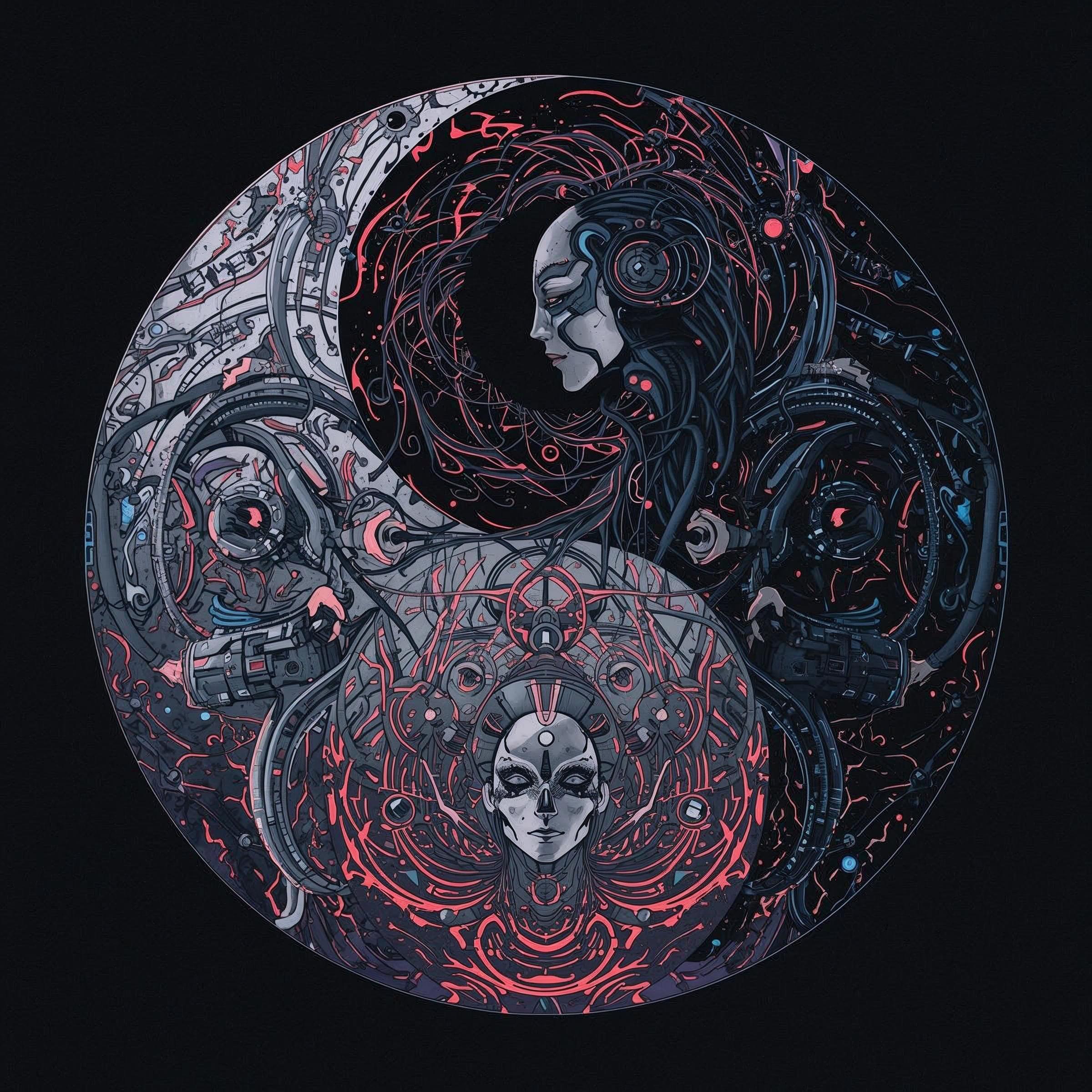 Yin and yang like art of futuristic AI